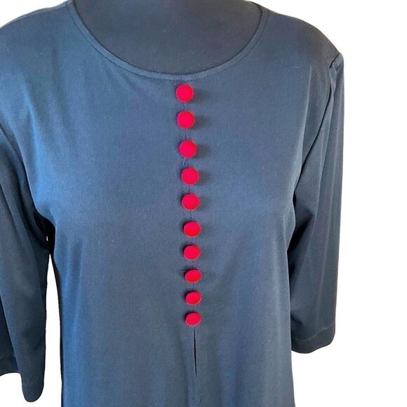 WESTSIDE Clothing Company Dress Size 8P Navy Blue and Red Vintage 1980's - Picture 2 of 14